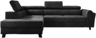 Designer Sofa Kira mit Schlaf- und Klappfunktion Samt Anthrazit Links