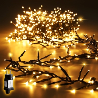 SALCAR 2m 200er LED Cluster Lichterkette Außen, Weihnachtslichterkette mit 8 Modi und Memory, Wasserdicht Christbaumbeleuchtung für Innen Außen Garten Weihnachtsbaum Hochzeit, Warmweiß