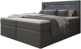 Boxspringbett Rinori mit LED, USB und Stauraum 160x200 Grau H4