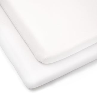 Clair de Lune Pram/ Crib Cotton Jersey Fitted Sheets (Pack of 2, White)