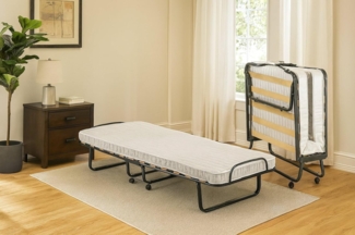 Talamo Italia - Deva-Klappbett, Feldbett mit 12 Latten, inklusive Matratze, platzsparendes Kinderbett, 100% Made in Italy, 80 x 190 x 37 cm