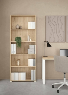 Dmora - Bücherregal Desiree, Büroregal, Mobiler Buchhalter, Bücherbrett, 80x34 h205 cm, Eiche