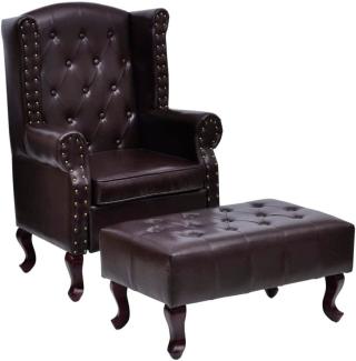vidaXL Sessel mit Fußhocker Dunkelbraun Kunstleder [60784]