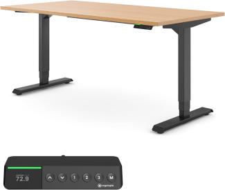 Ergotopia® Desktopia Pro X: elektrisch höhenverstellbarer Schreibtisch, 7 Jahre Garantie, ergonomischer Bürotisch, 9 Speicherplätze & smarte Reminder Funktion (180x80 cm, S, Massivholz Buche)