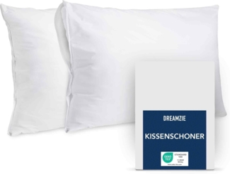 Dreamzie Kissenschoner 60x60 cm – 2er Set Wasserdicht, Atmungsaktiv, Oeko-Tex – Milbenschutz für Allergiker, Waschbar bei 90°C, Ideal für Kinder und empfindliche Haut