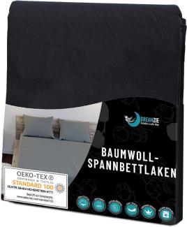 Dreamzie - Spannbettlaken 120x200 cm - Baumwolle Oeko Tex Zertifiziert - Schwarz - 100% Jersey Spannbetttuch 120x200