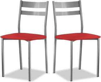 ASTIMESA SCRCRO kuechenstuhl, Metall Kunstleder Aluminium, rot, Altura de asiento 45 cms