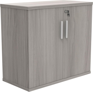 office hippo Strapazierfähiges, Robustes Möbelstück, anpassbare Regalbretter und Füße, vielseitiger verschließbarer Schrank, Bürostauraum, 80 x 40 x 73 cm, Graue Alaska-Eiche