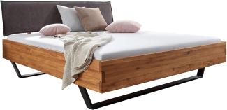 Bett >BE-0573< in braun aus Wildeiche massiv geölt - 145x95x213cm (BxHxT)