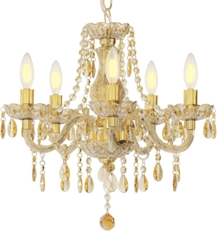 LED Kronleuchter, goldfarben, 5-Flammig, D 48 cm