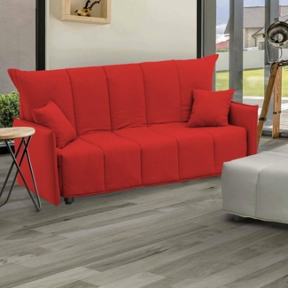 Talamo Italia - 2-Sitzer Schlafsofa Alissa, Sofa mit Trolley-Öffnung aus gepolstertem Stoff, Standard-Armlehnen, 100 % Made in Italy, 150 x 90 x 85 cm, Rot