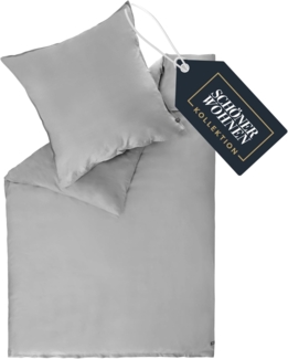 SCHÖNER WOHNEN-Kollektion Bettwäsche PLAIN Satin Bettwäsche, Baumwolle, 1 teilig, 135 x 200 cm in Grau