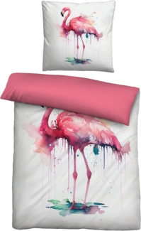 biberna Linon Bettwäsche 0044329 FLAMINGO, koralle, 1x 135x200 cm + 1x 80x80 cm