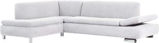 Terrence Ecksofa Veloursstoff Creme Metallfüße verchromt