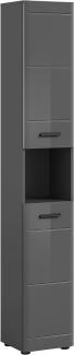 Hochschrank Soft - Grau / Grau Hochglanz