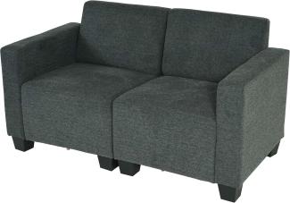 Modular 2-Sitzer Sofa Couch Lyon, Stoff/Textil ~ anthrazit-grau