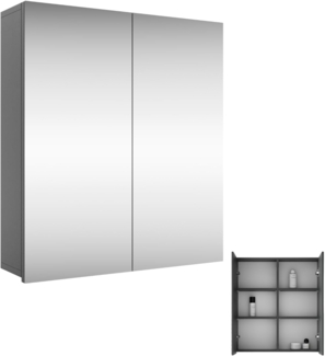 Planetmöbel Spiegelschrank mit Beleuchtung 60 cm Anthrazit, Badezimmerschrank mit Spiegel hängend