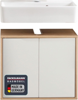 Fackelmann FINN Badmöbelset 2-teilig, 60 cm breit, Braun hell/Weiß