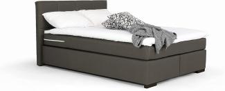 Mivano Beast Boxbett, Komfortables Bett mit Durchgehender Matratze (H3) und Topper, Flachgewebe Jam Dunkelgrau, Liegefläche 180x200 cm