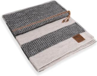 Knit Factory Roxx Decke 160x130 cm Gestreift Beige Schwarz