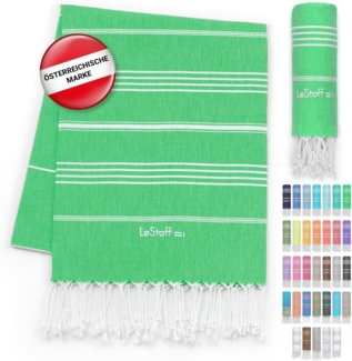 LeStoff das traditionelle Hamamtuch Strandtuch Badetuch Saunatuch Duschtuch Spa Sport Yoga Reisen 100% Bio-Baumwolle. Nachhaltig, natürlich, weich und vorgewaschen. (95x180 cm, Grass)