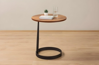 Hanah Home Stylish Walnut Side Table, 50 x 58 x 50 cm | 100% MDF with Sturdy Metal Legs | Perfect for Living Room & Bedroom, Elegant Design