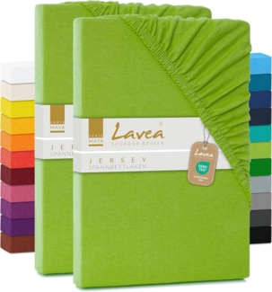 2er Set Spannbettlaken - Serie Maya Doppelpack Spannbetttuch für Matratzen bis 20cm - 90x200 cm | 100x200 cm, Apfelgrün, 100% Baumwolle, hochwertige Verarbeitung, mit Gummizug