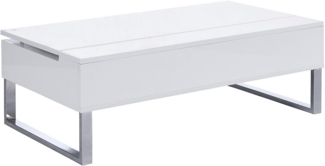 Vente-unique - Couchtisch höhenverstellbar - MDF & Metall - Weiß lackiert - SECALI