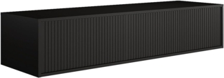 Vente-unique - Hängender Waschtischunterschrank mit Rillenstruktur - Schwarz - 150 cm - ARNEGA