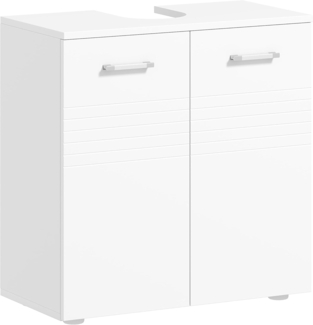 kleankin Waschbeckenunterschrank Badezimmerschrank Waschtischunterschrank mit 2 Türen Regal verstellbar U-förmiger Ausschnitt Spanplatte Weiß 60 x 30 x 62,5 cm