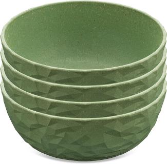 Koziol Schale 4er-Set Club Bowl, Schüsseln, Kunststoff-Holz-Mix, Nature Leaf Green, 700 ml, 5004703