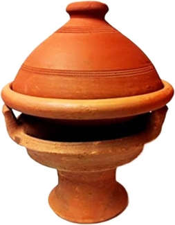 Marrakesch Orient & Mediterran Interior Dampfgartopf Marokkanische Tajine Tuareg - 25cm, inkl Stövchen, Lehm (1-tlg), Handarbeit