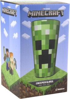 Paladone Glas Minecraft Trinkglas Creeper, 1-tlg, Offiziell lizenziertes Trinkglas