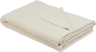 Kuscheldecke ASAKA Baumwolle 130 x 180 cm Beige Kein Muster