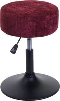 Hocker HWC-C22, Sitzhocker Schminkhocker, höhenverstellbar drehbar Ø 37cm Stoff Chenille (465g/m²) FSC® ~ bordeaux