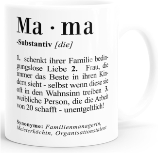 MoonWorks Tasse Kaffee-Tasse Mama Definition Dictionary Wörterbuch Duden Geschenk für Mama Mutter MoonWorks®, Keramik