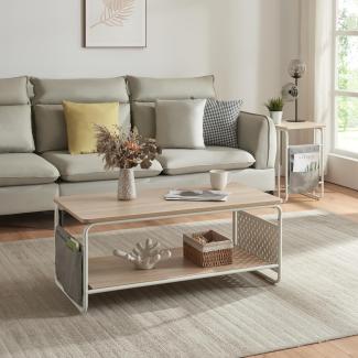 Couchtisch Dyrøy 100x50x43cm Weiß/Eiche [en. casa]
