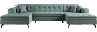 Designer Sofa Vivana mit Schlaffunktion Stoff Grün