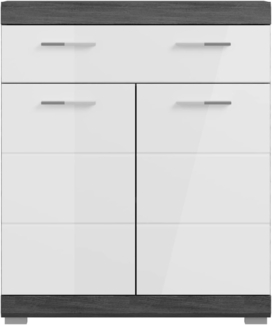 Unterschrank >Sandusky< in rauchsilber/weiß hochglanz - 74x88x31cm (BxHxT)
