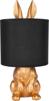 BRUBAKER Nachttischlampe Tischleuchte Hase Gold oder Silber - Tischlampe mit Lampenschirm, ohne Leuchtmittel, Motiv Lampe mit Keramikfuß, Höhe 42 cm
