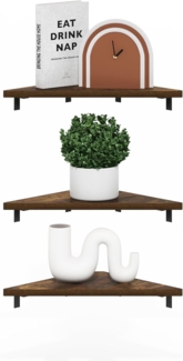 Furinno Rossi Dreieck-Schweberegale, Wandregal zur Präsentation, Bernsteinkiefer, 3er-Set