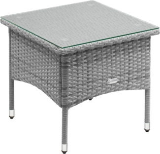 Casaria Beistelltisch, Polyrattan 50x50 cm Wetterfest Höhenverstellbar 80kg Belastbarkeit