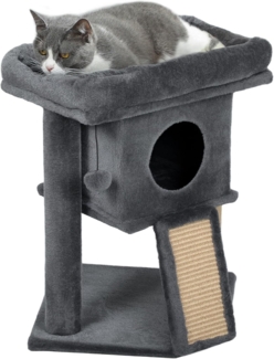 PawHut Kratzbaum Kleiner Katzenbaum mit Katzenhöhle, Liegeplattform, Geeignet für Katzen bis 5 kg