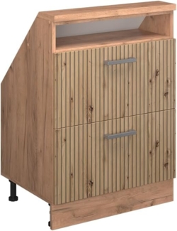 Dachschrägenschrank Rion Artisan-Eiche/Goldkraft Eiche mit 2 Schubladen Vicco