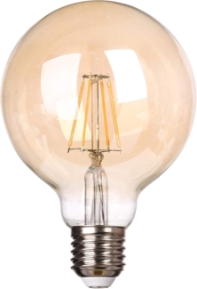 TRANGO LED-Leuchtmittel, E27003 LED E27 2500 Kelvin warmweiß Gold farbig - 4 Watt - 400 Lumen, Filament G95 Lampe, Amber Vintage Glühbirne, LED Edison Retro Leuchtmittel G95 Abstrahlwinkel 360°, 1 St.