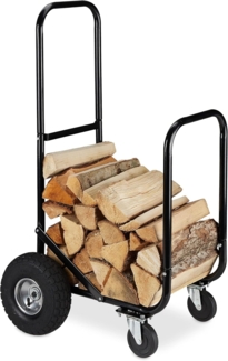 relaxdays Kaminholzregal Kaminholzwagen mit Reifen und Rollen, BxTxH:52x58x107.5 cm