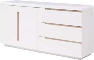 Vente-unique - Sideboard mit 2 Türen & 3 Schubladen - Weiß & Holzfarben - NURINI