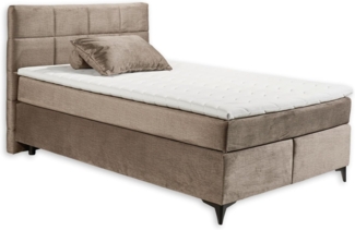 Stella Trading NAVARRA 6 Boxspringbett 140x200, Stone - Bequemes Doppelbett mit 7-Zonen-Federkern Matratze & Kaltschaum Topper - 143 x 113 x 210 cm (B/H/T)