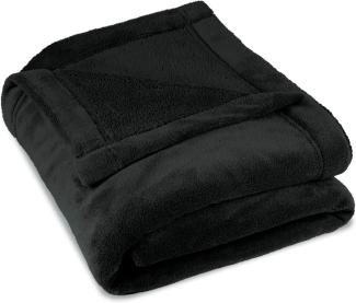 CelinaTex Flauschige Kuscheldecke XXL 220x240 cm schwarz Decke Sofa warm Wohndecke weich Mikrofaser Fleece Oeko-TEX Montreal