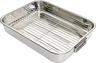 KitchenCraft Bratblech mit Gestell, Edelstahl-Bratblech, groß, 43 x 31 cm, Silber